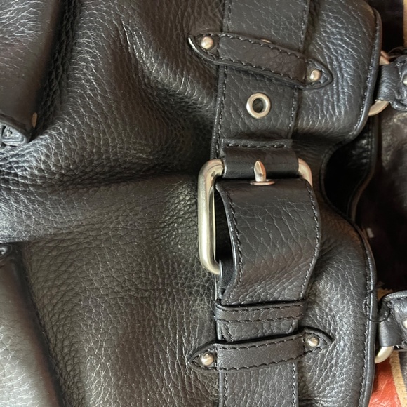 Cole Haan Large Black Pebbled Leather Saddle Bag - Picture 11 of 16